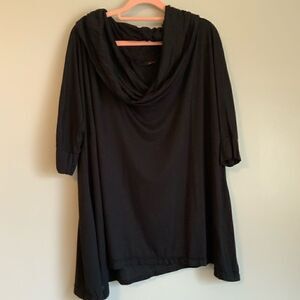 Black Relaxed Fit Women’s Top Cowl Neck 3/4 Sleeve NWOT great for after Yoga